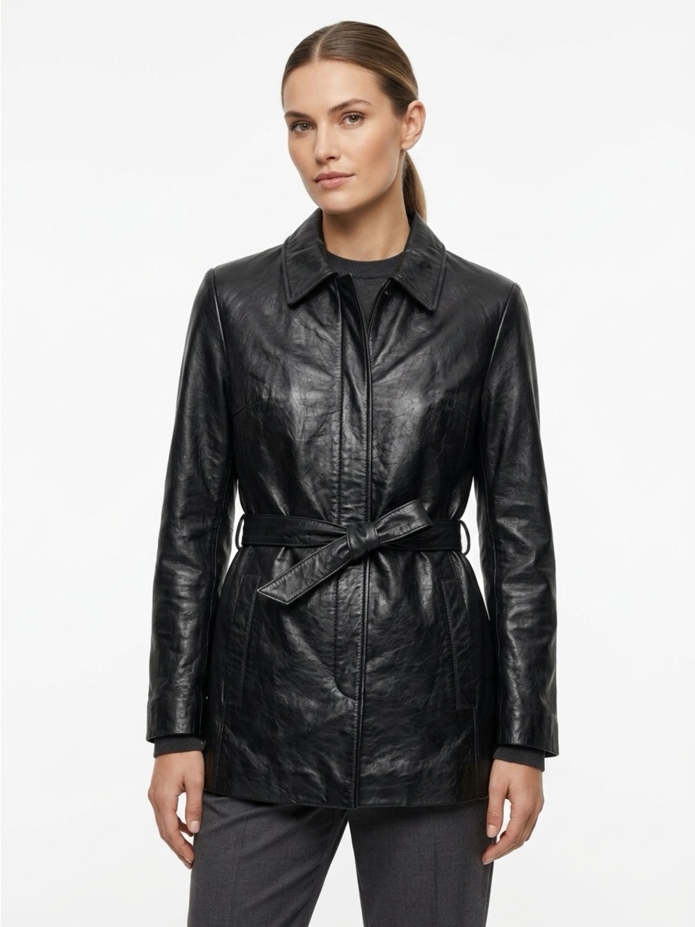 Wilsons insulated leather jacket with removable liner belted medium